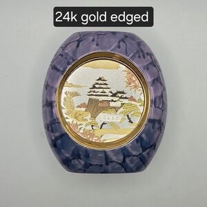 The Art Of Chokin Vase 24k Gold Edged Marbled Purple Blue